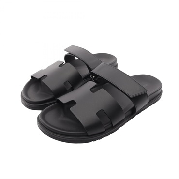 HERMES Shipre Sandals Shoes VV222000 leather Black Used mens #43