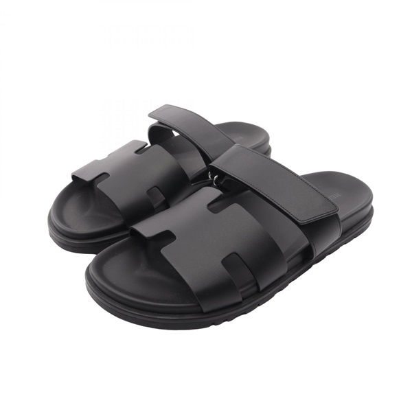 HERMES Shipre Sandals Shoes VV222000 leather Black Used mens #43