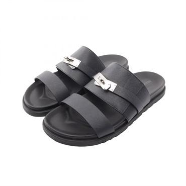 HERMES Jackson Kelly Sandals #43 MD2429492H432405 leather Black Used mens