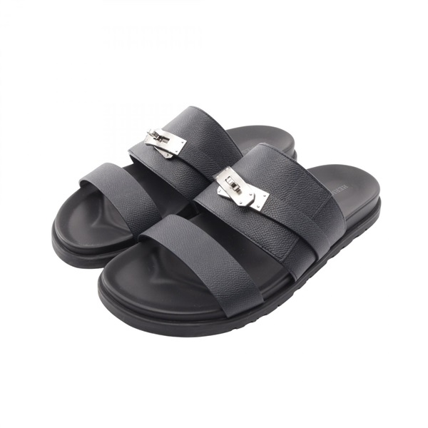 HERMES Jackson Kelly Sandals #43 MD2429492H432405 leather Black Used mens