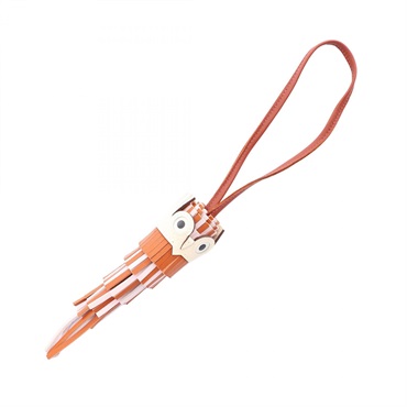 HERMES Chouette Charm Agneau Milo Epsom leather Gold Mauve Pale Nata Used K