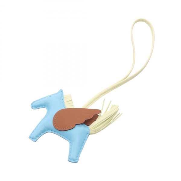 HERMES Rodeo Pegasus PM bag charm K Agneau milo Swift Celeste Jaune milton gold