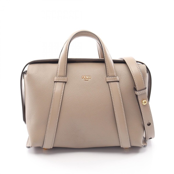 FENDI Boston 365 Medium Shoulder Crossbody Handbag 8BL152 leather Beige Used