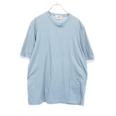 HERMES Piqures Sellier Short sleeve T-shirt cotton Blue Used mens size M