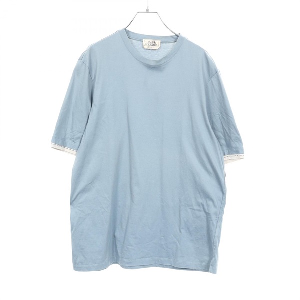 HERMES Piqures Sellier Short sleeve T-shirt cotton Blue Used mens size M