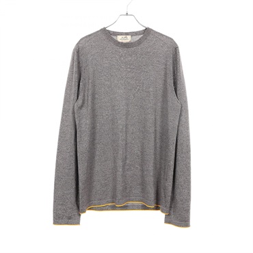HERMES Crew neck knitwear silk wool silk Gray Yellow Used mens szie L