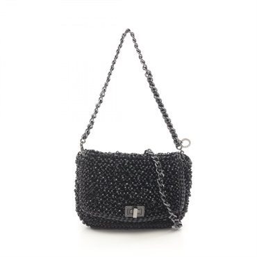 ANTEPRIMA Wire Lucchet Shoulder Bag PB10 PVC coated canvas Black Used Women