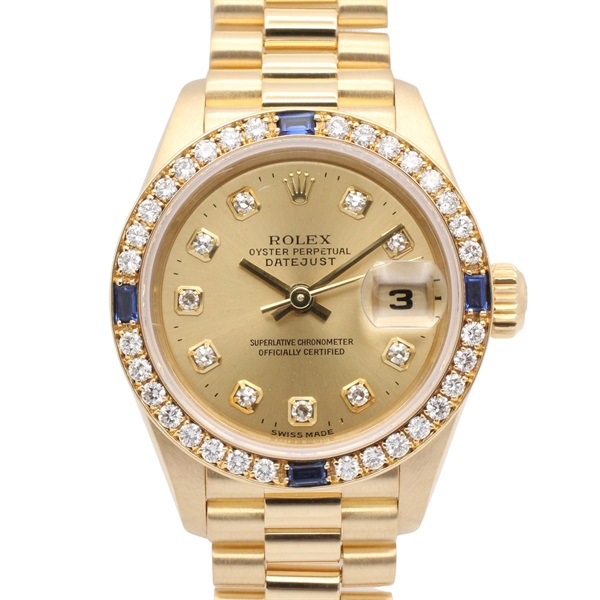ROLEX Datejust Sapphire Wrist Watch 69088G Auto winding K18YG Diamond Used