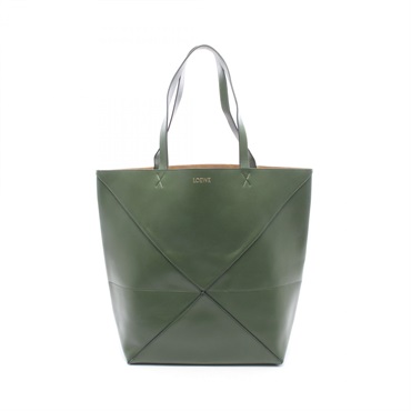 LOEWE Puzzle Fold Tote Large Shoulder Bag B933Q18X01 leather Green Used Women