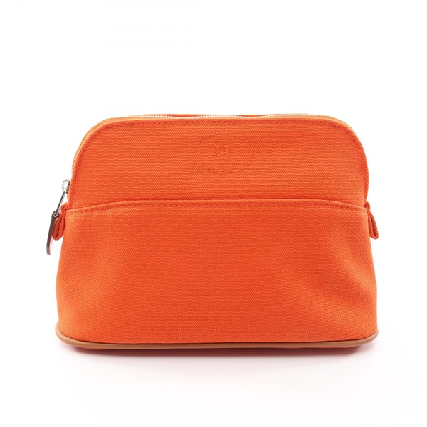 HERMES Bolide mini Pouch purse H103773M 02 canvas leather Orange feu Used SHW