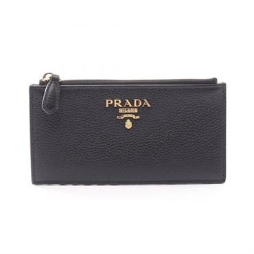 PRADA Card Case coin purse wallet leather Black Used Women