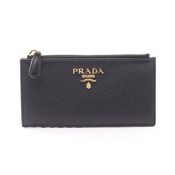 PRADA Card Case coin purse wallet leather Black Used Women