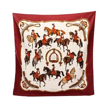 HERMES Carre90 REPRISE Scarf Silk White Multicolor Used Women