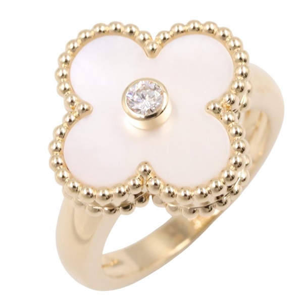 Van Cleef Arpels Vintage Alhambra Diamond Mother of pearl Ring 18KYG Gold used