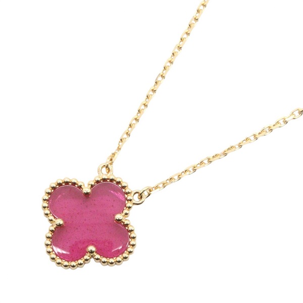 Van Cleef Arpels Vintage Alhambra Necklace VCARPQZK00 18YG enamel Pink Women