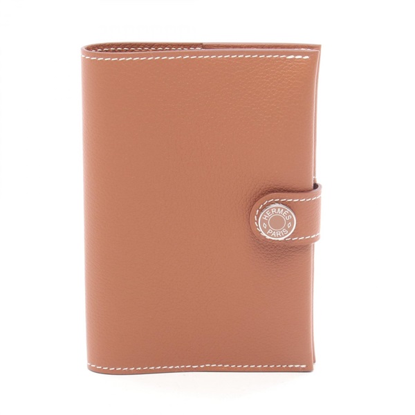 HERMES RMS Clou de Selle Passport Case Evercolor leather Gold Brown SHW Used W