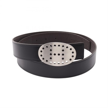 HERMES Evelyne Reversible Belt Ceinture Box calf Togo leather Black SHW Used L