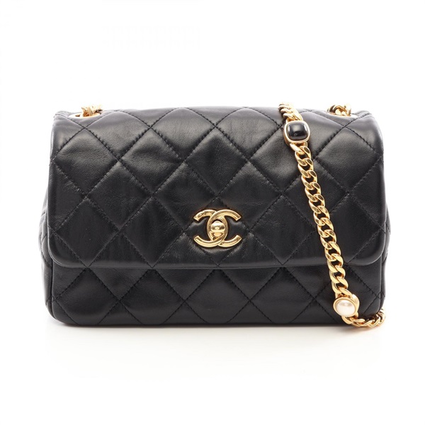 CHANEL Matelasse chain crossbody Shoulder Bag AS3479 Lambskin Black Used GHW
