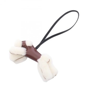 HERMES Buddy Charm Agneau milo leather Mouton Brown Black Rouge sellier Used