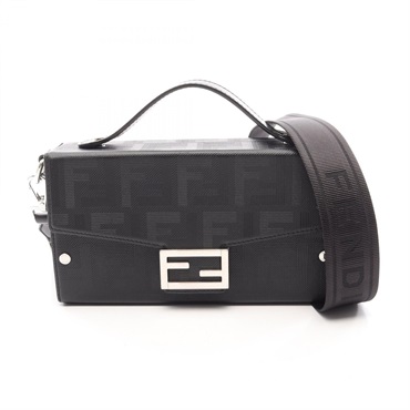FENDI Soft Trunk Baguette Zucca Hand Shoulder Bag 7VA565 leather Black Used