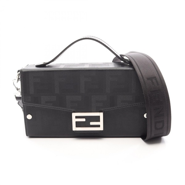 FENDI Soft Trunk Baguette Zucca Hand Shoulder Bag 7VA565 leather Black Used