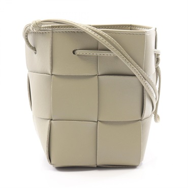 BOTTEGA VENETA Cassette Mini Crossbody Bucket Shoulder Bag Leather Khaki Used