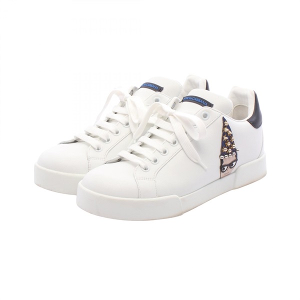 DOLCE GABBANA Portofino #DGFAMILY Studs sneakers leather White Used #36 1/2