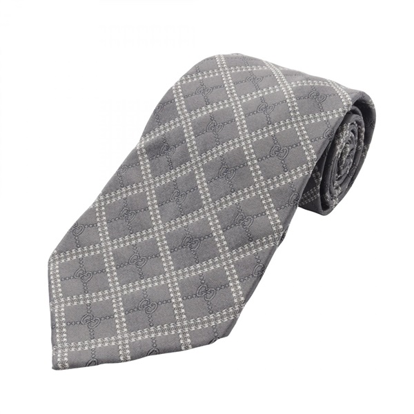 GUCCI GG pattern tie silk Gray Preowned mens