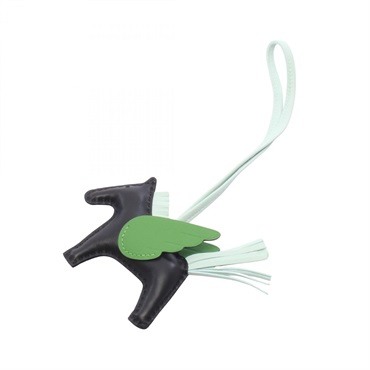 HERMES Rodeo Pegasus PM Charm Agneau Milo leather Black Vert Yucca Preowned