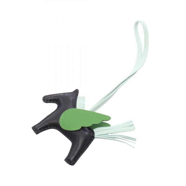 HERMES Rodeo Pegasus PM Charm Agneau Milo leather Black Vert Yucca Preowned