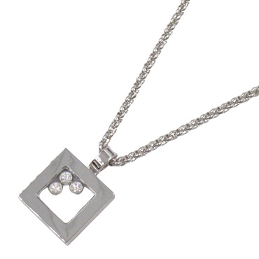 Chopard Happy Diamond Square Necklace 18KWG White Gold used women pendant
