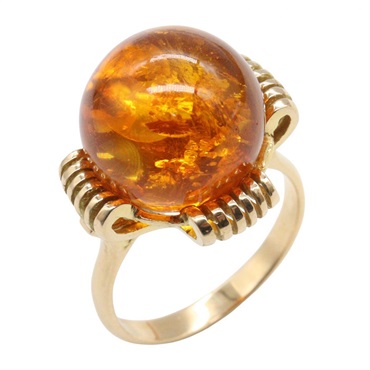 JEWELRY Colored stone Ring 18KYG Yellow Gold Orange Used women US size 4.5