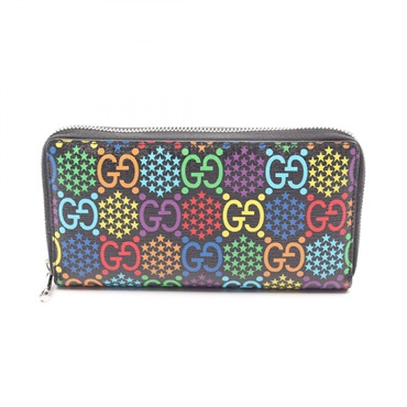 GUCCI GG Psychedelic Around zip long Wallet Purse 601079 canvas Black Used Women