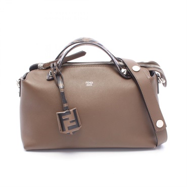 FENDI BY THE WAY MEDIUM ZUCCA 2WAY Handbag 8BL124 leather Brown Black Used Women