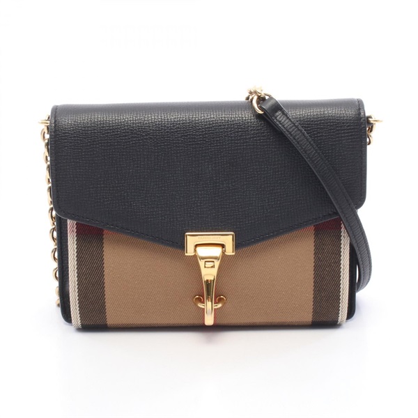 BURBERRY Macken Nova Check Shoulder Crossbody Bag canvas leather Beige Used