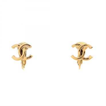 CHANEL COCO Mark Earring Gold Plated Used Women CC