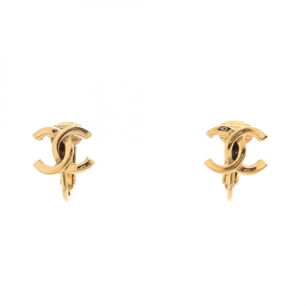 CHANEL COCO Mark Earring Gold Plated Used Women CC