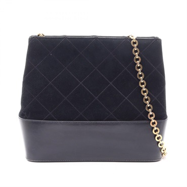Salvatore Ferragamo Chain Shoulder Bag leather Suede Black Used Women GHW