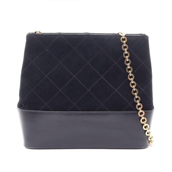 Salvatore Ferragamo Chain Shoulder Bag leather Suede Black Used Women GHW