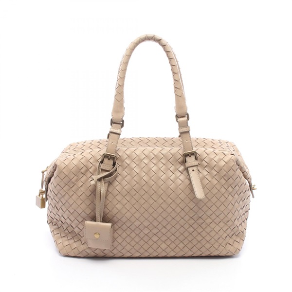 BOTTEGA VENETA Intrecciato Shoulder Handbag leather Beige Used Women
