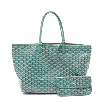 GOYARD Saint Louis PM Tote Bag canvas leather Green Brown White Used Women
