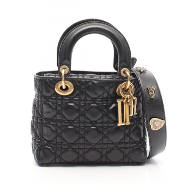 Christian Dior Lady Dior Small Cannage Shoulder Crossbody Handbag leather Used