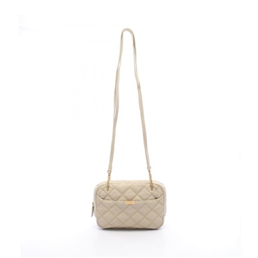 SAINT LAURENT PARIS Crossbody Shoulder Bag leather Beige Used Women GHW