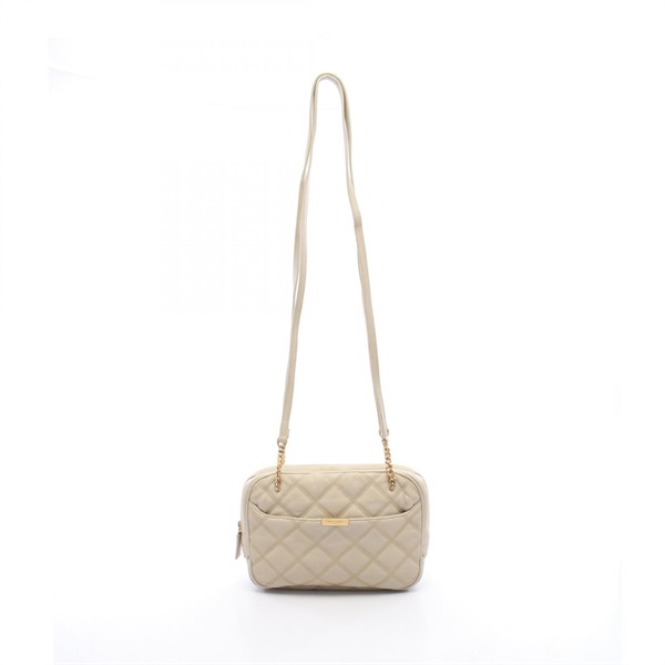 SAINT LAURENT PARIS Crossbody Shoulder Bag leather Beige Used Women GHW