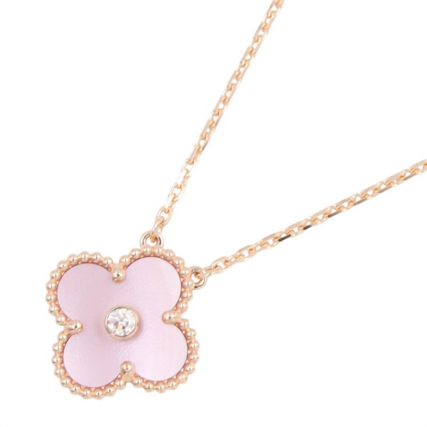 Van Cleef Arpels Vintage Alhambra Necklace 18KPG Gold Pink MOP Diamond Used