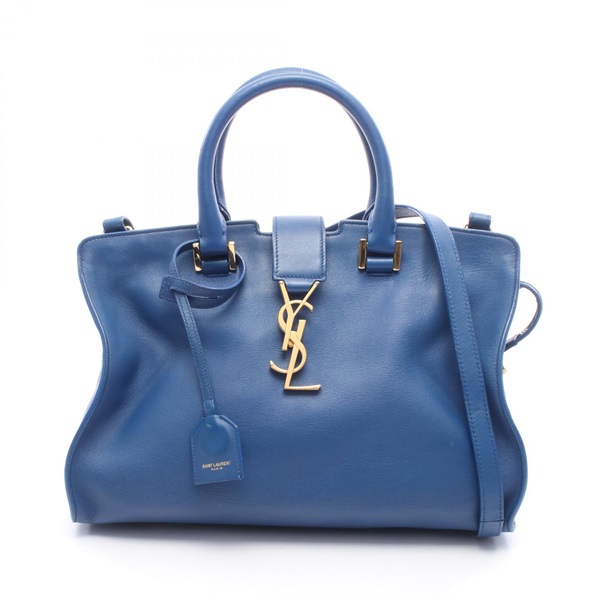 SAINT LAURENT PARIS Cabas Small Monogram Shoulder Handbag 394461 leather Blue