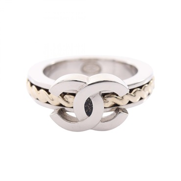 CHANEL COCO Mark Ring Stainless Steel Used US size #6 Women CC