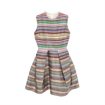 Christian Dior Border Sleeveless Dress #34 silk Multicolor Used Women