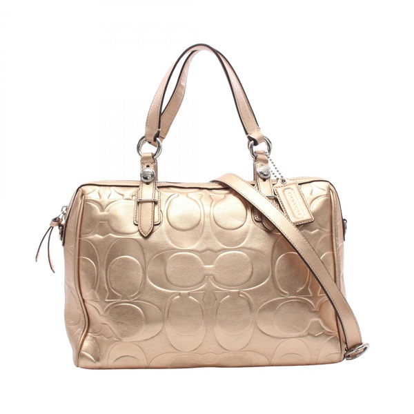 COACH Signature Shoulder Crossbody Tote Handbag F17992 leather Gold Used Women