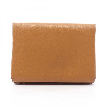 HERMES Calvi duo coin purse wallet purse B Chevre Brown Sesame Used SHW